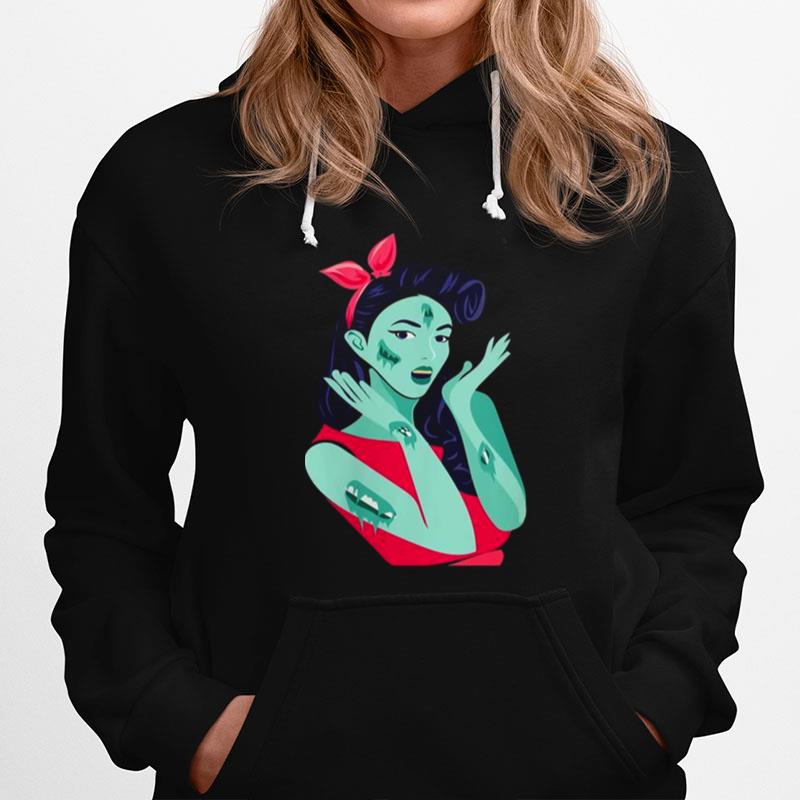 Spooky And Cool Halloween Zombie Pin Up Design Hoodie