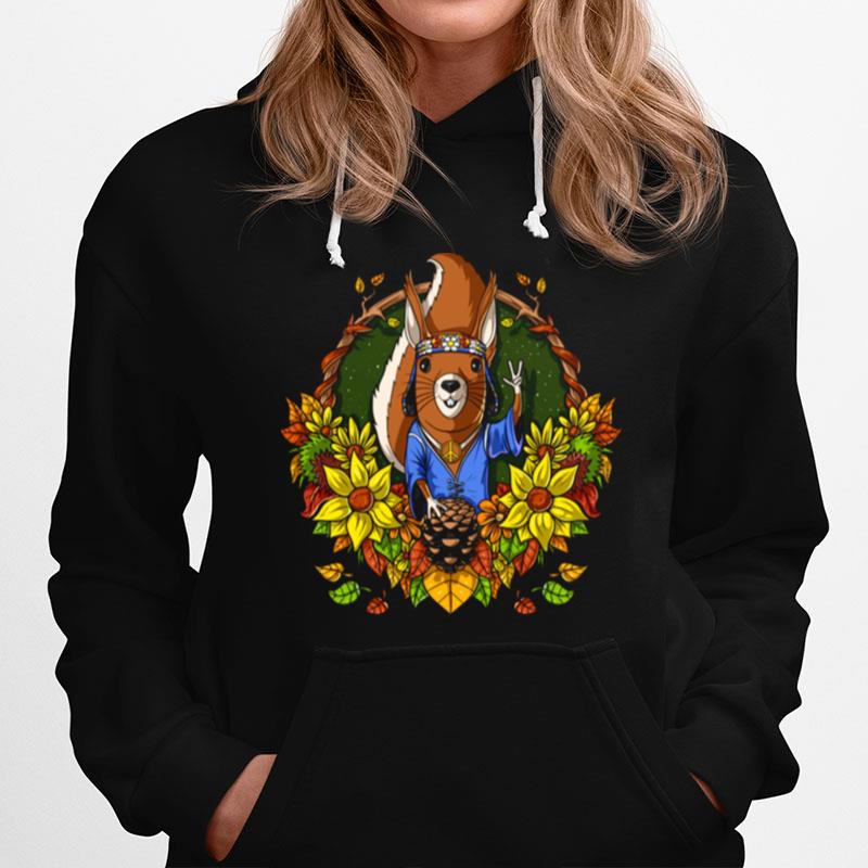 Squirrel Hippie Sunflowers Forest Animal Autumn Nature Hoodie