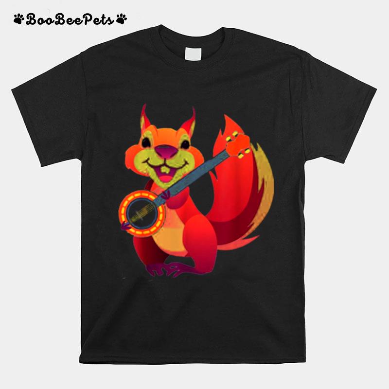 Squirrel Music Banjo Musician Rodent Small Animal Lover T-Shirt