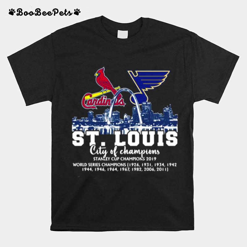 St. Louis City Of Champions St Louis Cardinals And St. Louis Blues 2022 T-Shirt