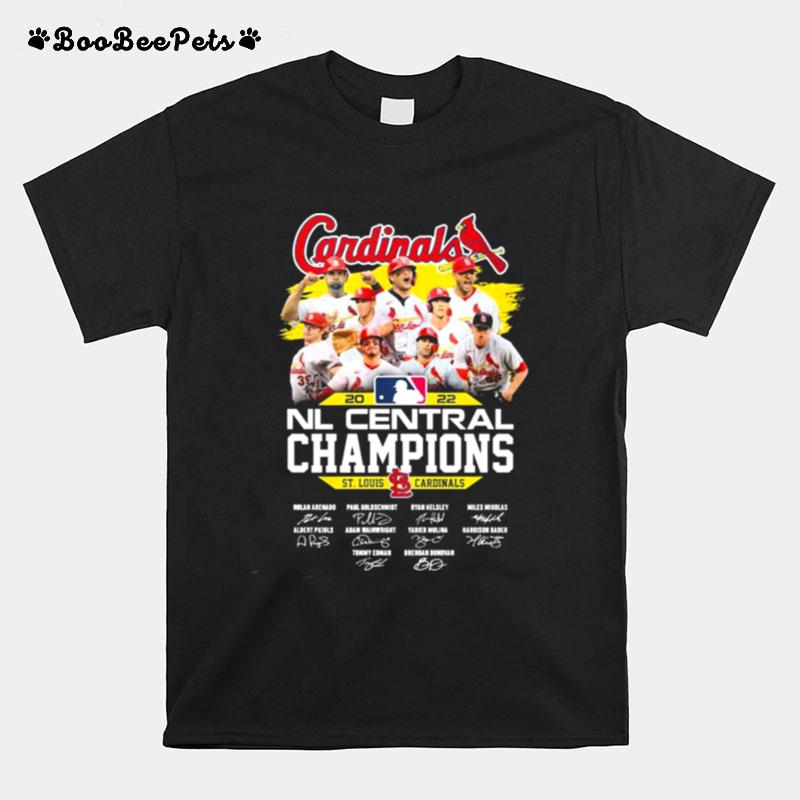 St Louis Cardinals Team Mlb 2022 Nl Central Champions Signatures T-Shirt