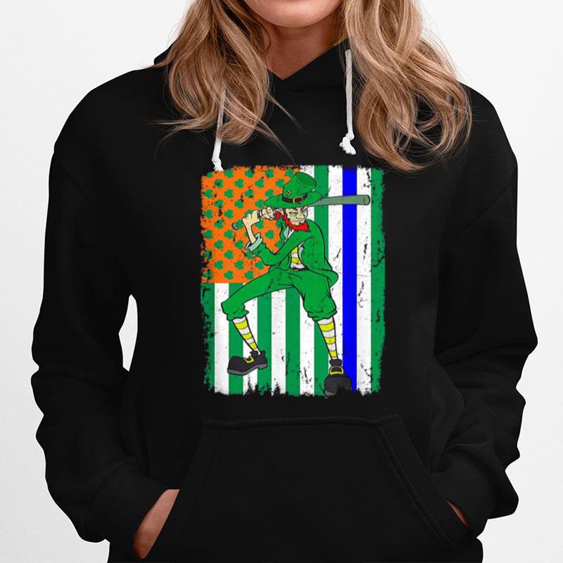 St Patricks Day Baseball Police Officer Cop Irish Usa Flag Hoodie