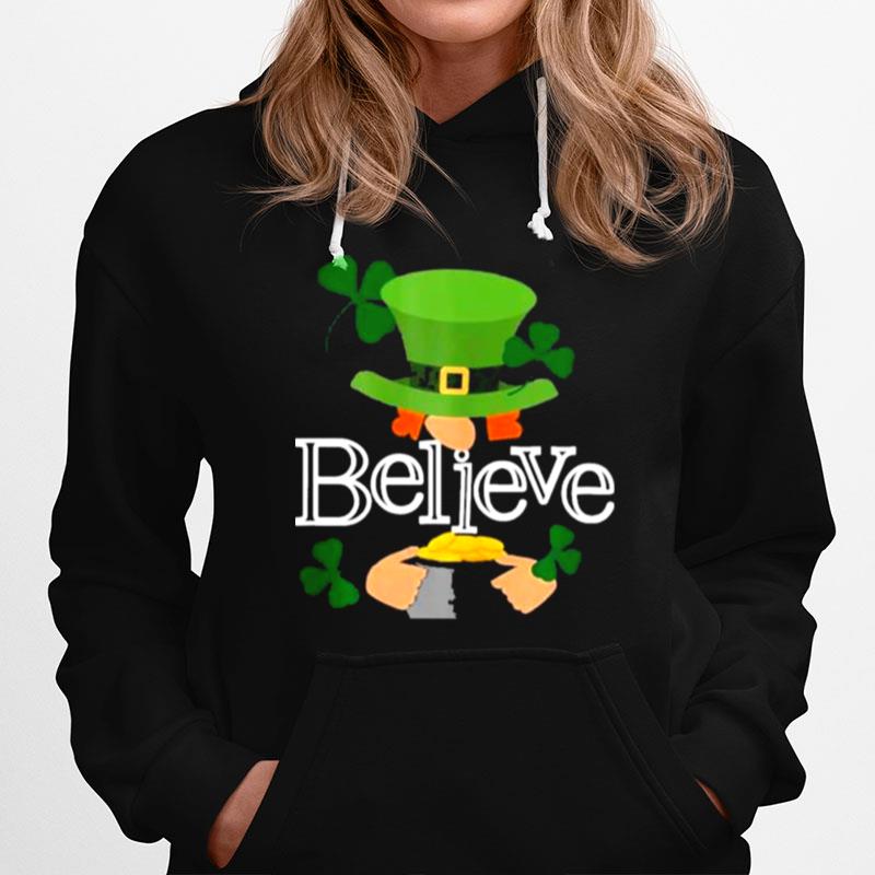 St Patricks Day Cute Believe Leprechaun Shamrock Hoodie