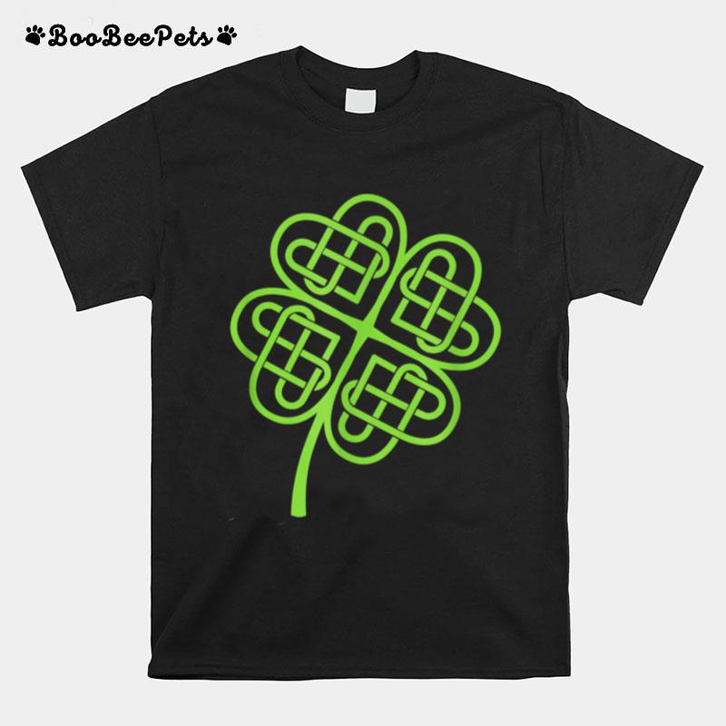 St Patricks Day Lucky Four Leaf Clover Celtic Knot T-Shirt