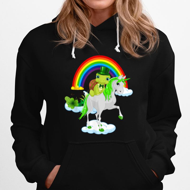 St Patricks Day Turtle Riding Irish Unicorn Hoodie