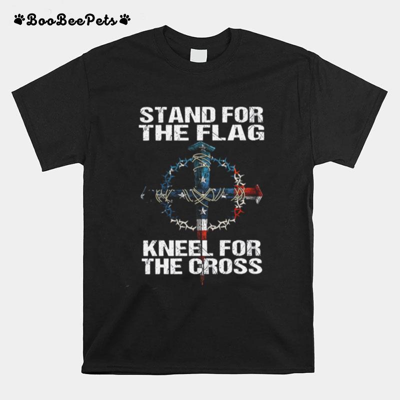 Stand For The Flag Kneel For The Cross American Flag T-Shirt