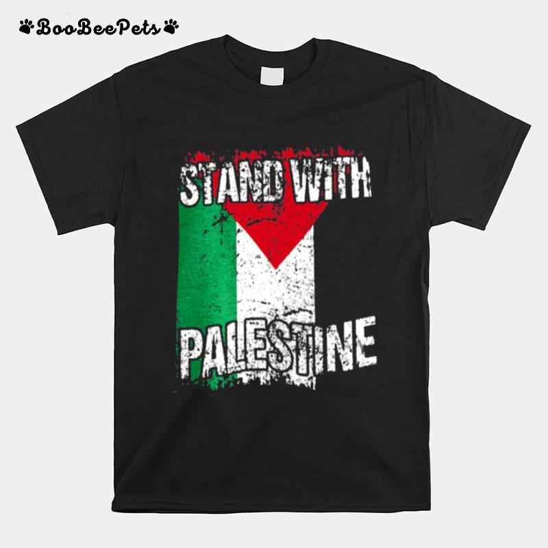 Stand With Palestine Vintage Distressed Palestinian Flag T-Shirt