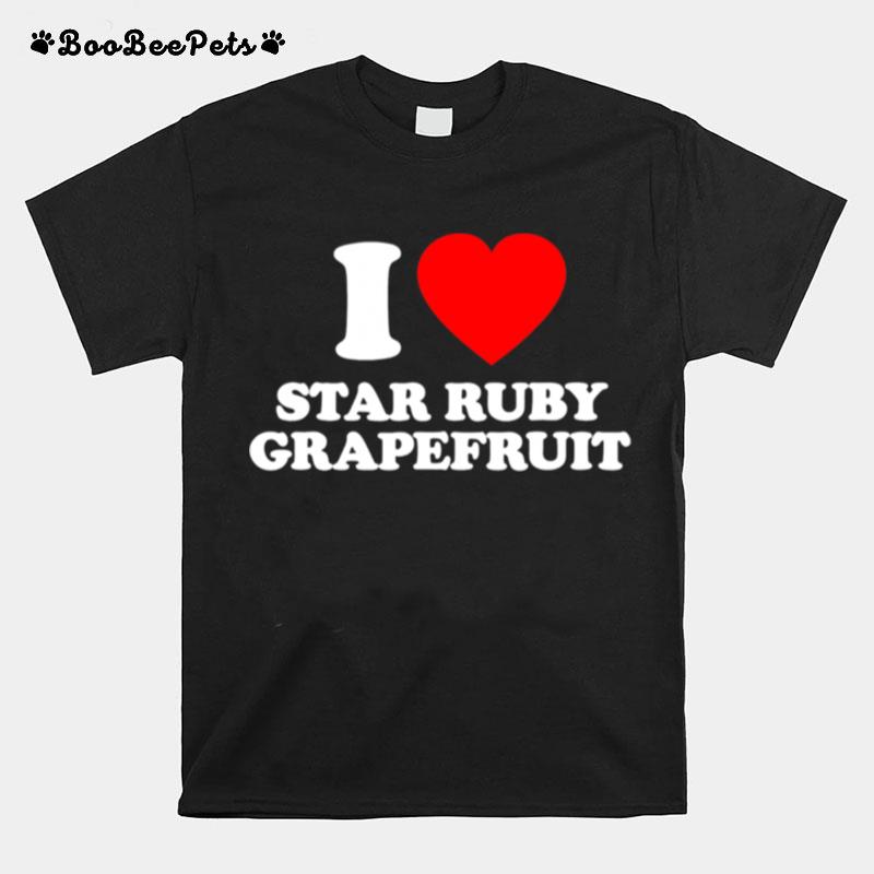 Star Ruby Grapefruit Love Heart T-Shirt