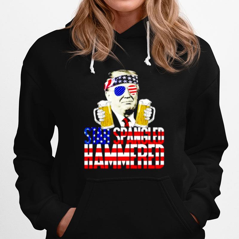 Star Spangled Hammered President Donald Trump Beer Lover Hoodie