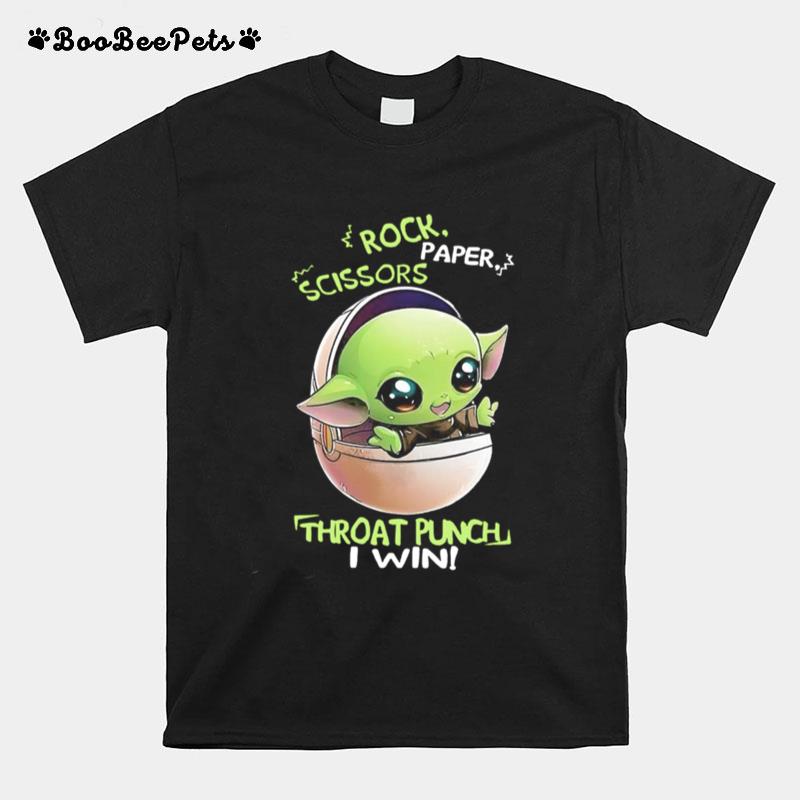 Star Wars Baby Yoda Rock Paper Scissors Throat Punch I Win T-Shirt