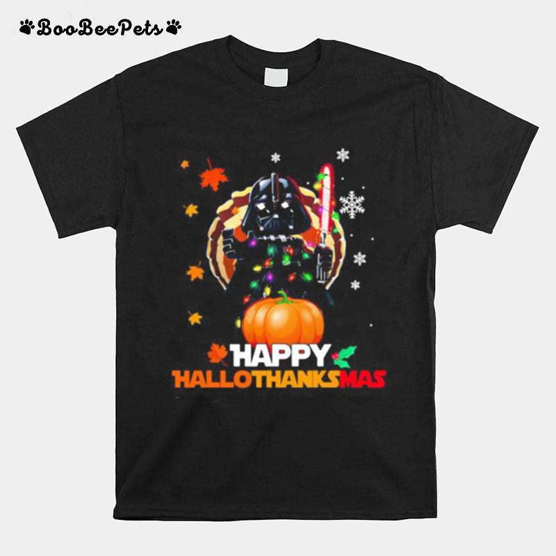 Star Wars Darth Vader Happy Hallothanksmas Halloween Thanksgiving Christmas T-Shirt