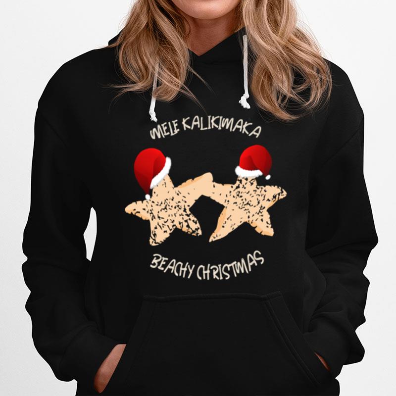 Starfish With Santa Hat Mele Kalikimaka Beachy Christmas Hoodie