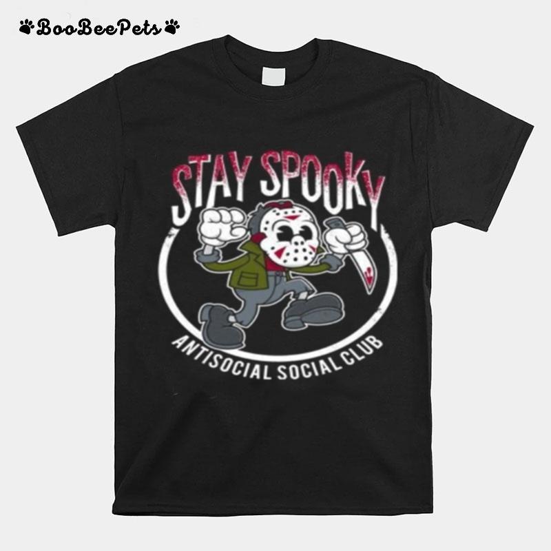 Stay Spooky Vintage Cartoon Friday The 13Th Slasher Movie Creepy Cute Vintage Cartoon Horror Rubber Hose Slasher T-Shirt