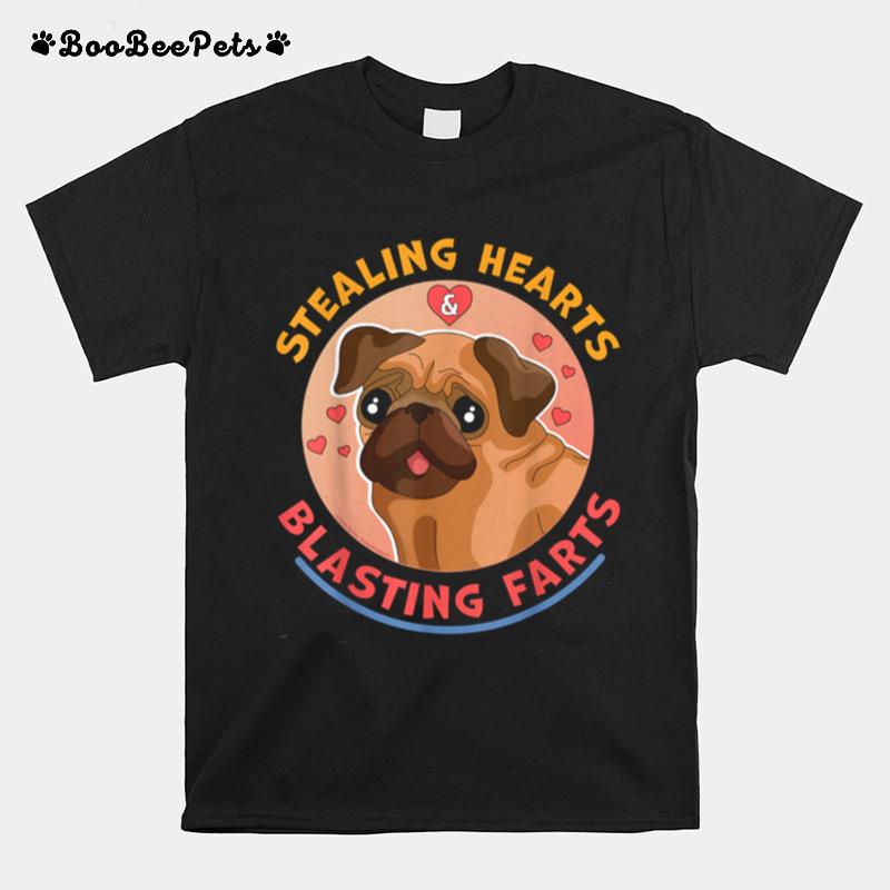 Stealing Hearts And Blasting Farts Dog Pug Valentines Day T-Shirt