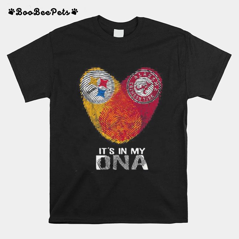 Steelers Alabama Crimsontide Its In My Dna Heart Fingerprints T-Shirt