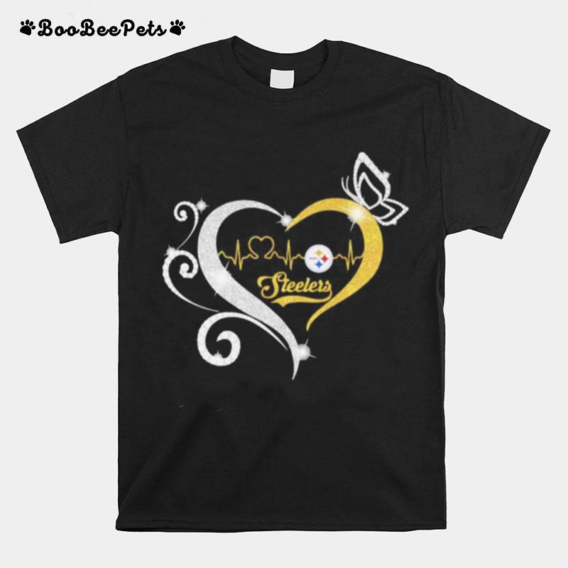 Steelers Butterflies Heart Beat T-Shirt