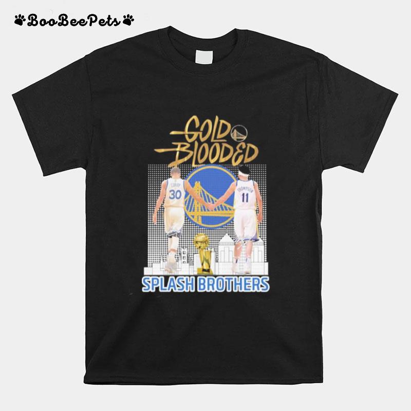 Stephen Curry And Klay Thompson Splash Brothers Gold Blooded Golden Signatures T-Shirt