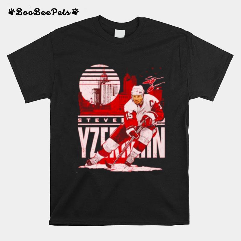 Steve Yzerman Detroit Red Wings City Skyline Signature T-Shirt