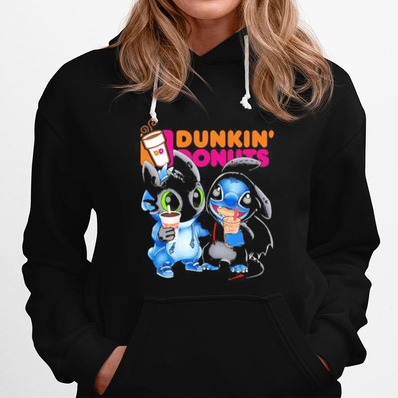 Stitch And Toothless Hug Dunkin Donuts Hoodie