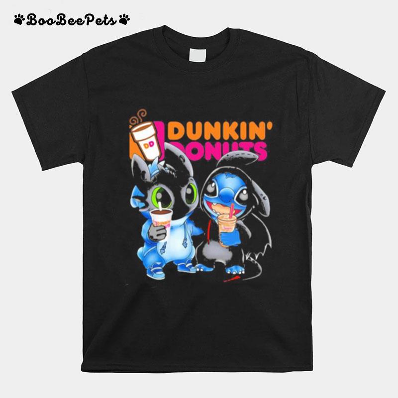 Stitch And Toothless Hug Dunkin Donuts T-Shirt