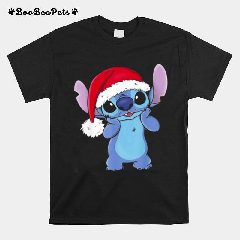Stitch Cute Wear Hat Santa Clause Merry Christmas T-Shirt