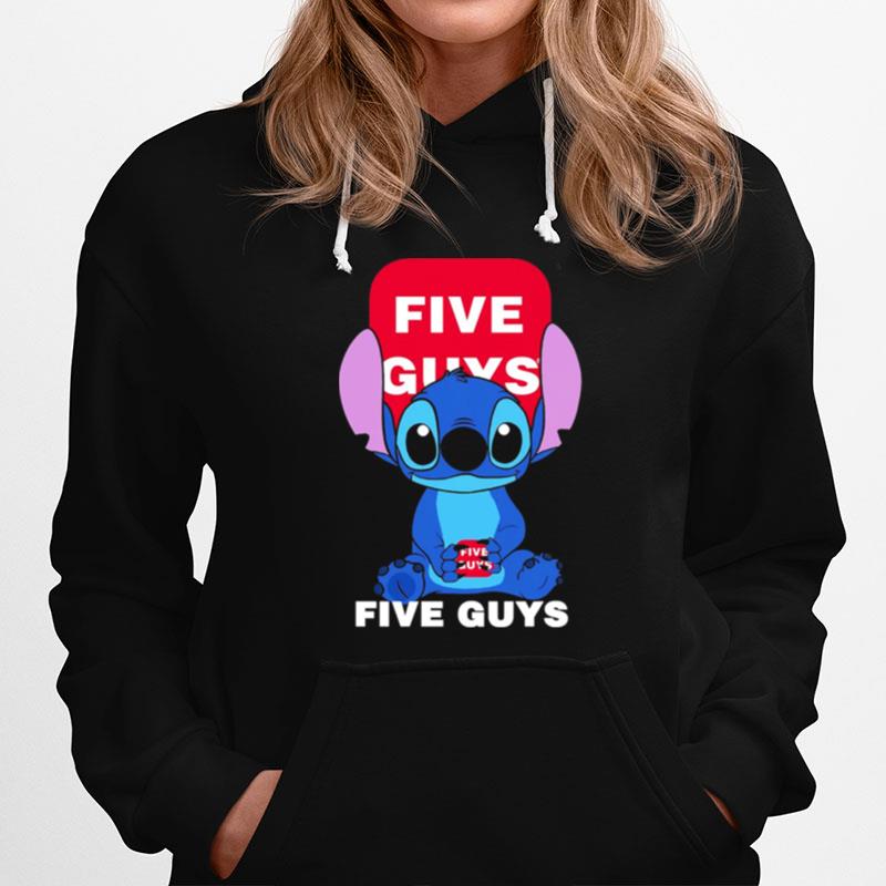 Stitch Holding Five Guys Sign Nice Hoodie