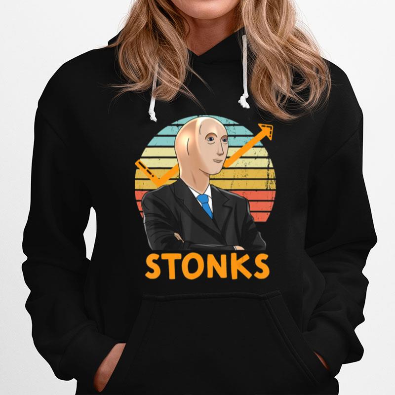 Stonks Guy Dank Meme Stock Broker Stonks Guy Dank Meme Vintage Retro Hoodie