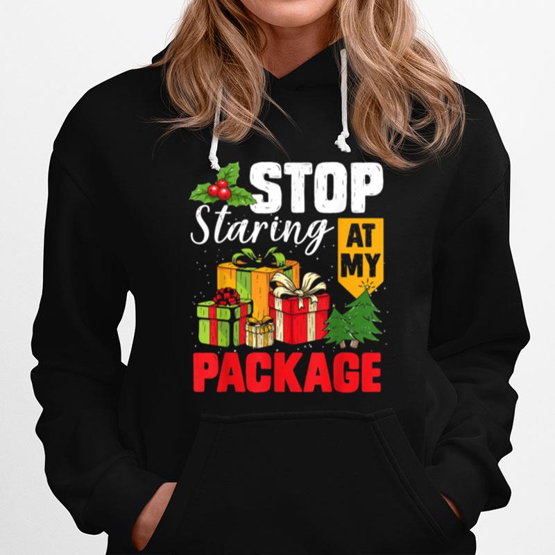 Stop Staring At My Package Christmas Tree Hoodie