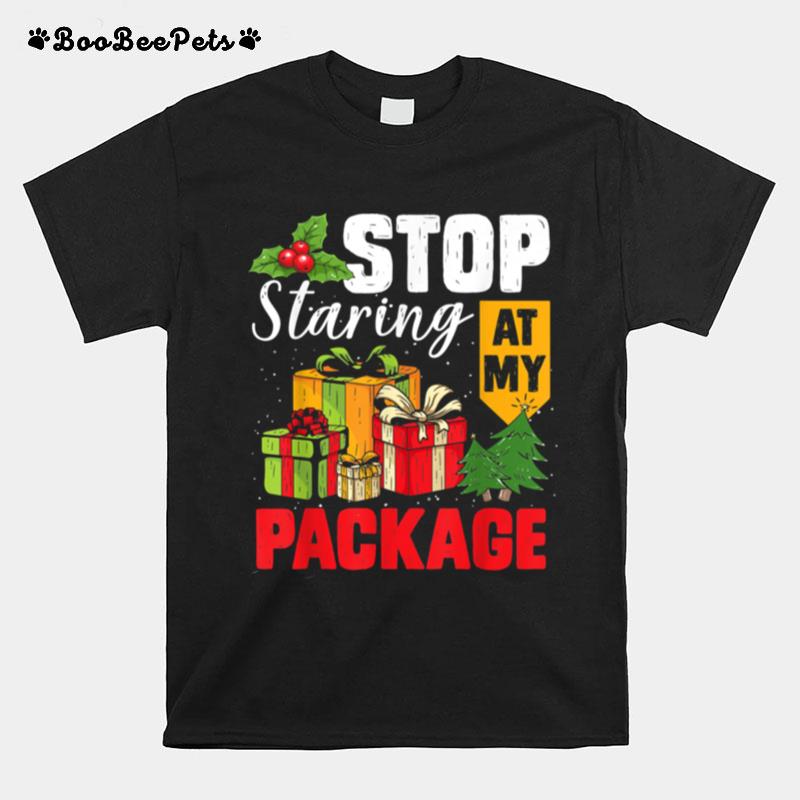 Stop Staring At My Package Christmas Tree T-Shirt