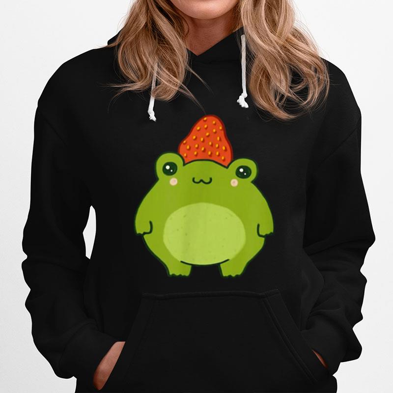 Strawberry Frog Pastel Kawaii Cottagecore Aesthetic Hoodie