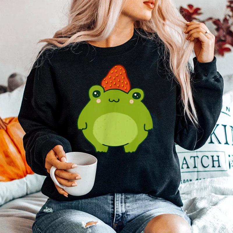 Strawberry Frog Pastel Kawaii Cottagecore Aesthetic Sweater