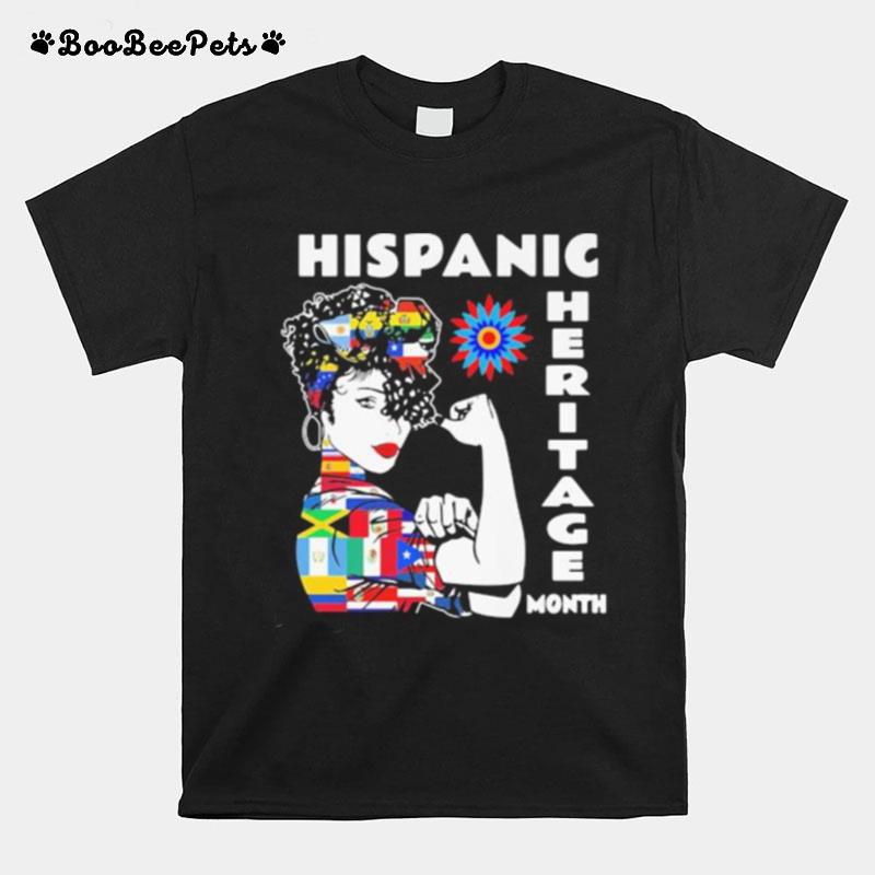 Strong Woman Flags Hispanic Heritage Month T-Shirt