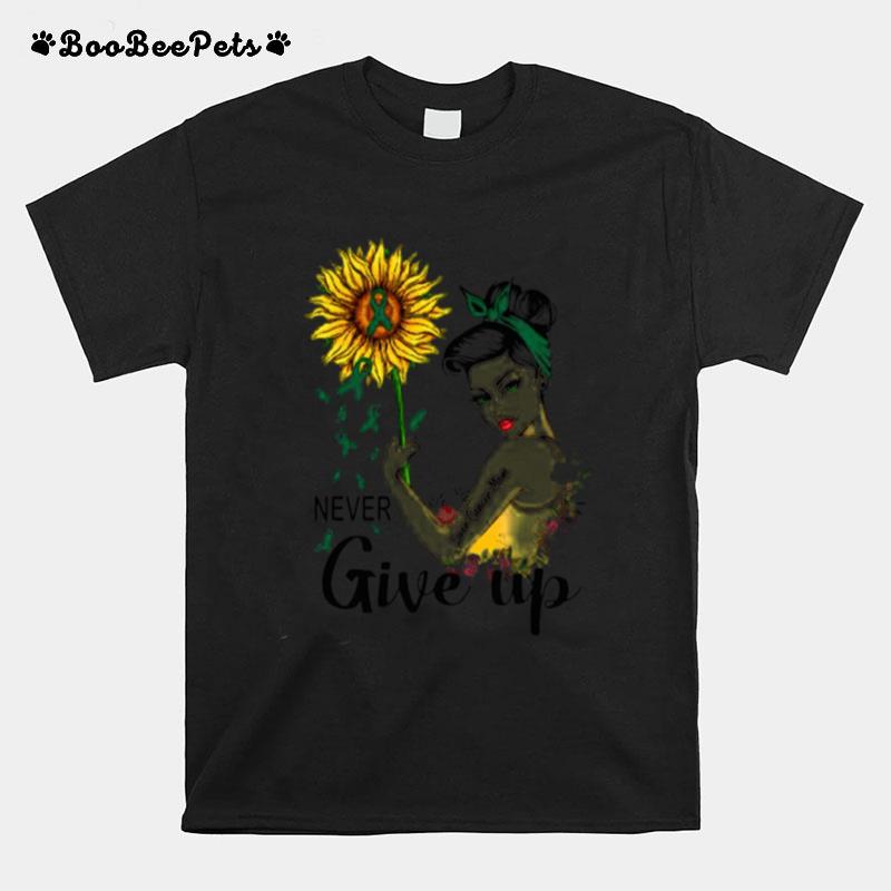 Strong Woman Liver Cancer Mom Never Give Up Sunflower T-Shirt