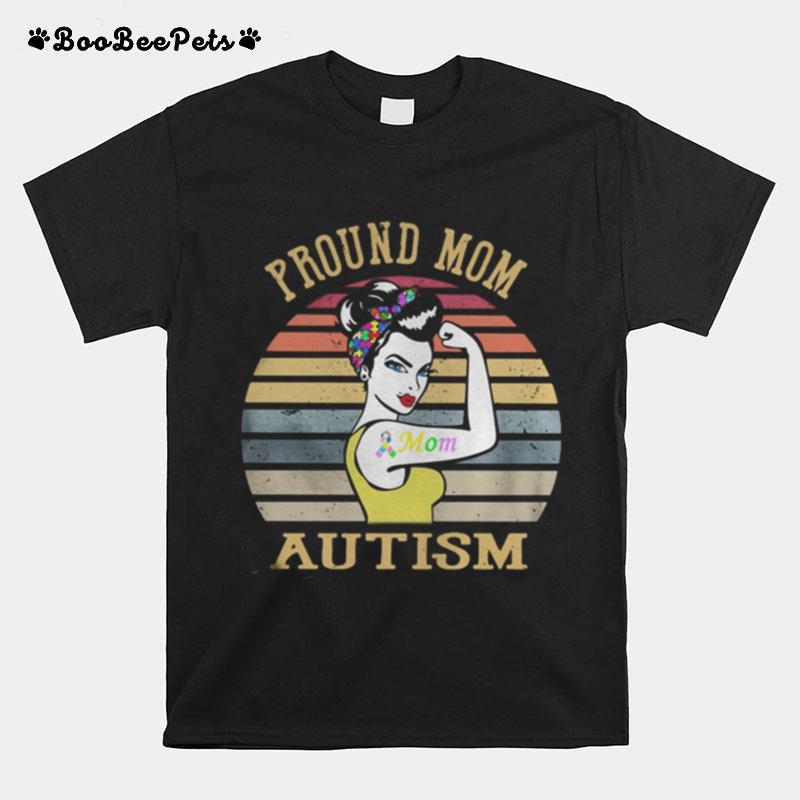 Strong Woman Proud Mom Autism Vintage Retro T-Shirt