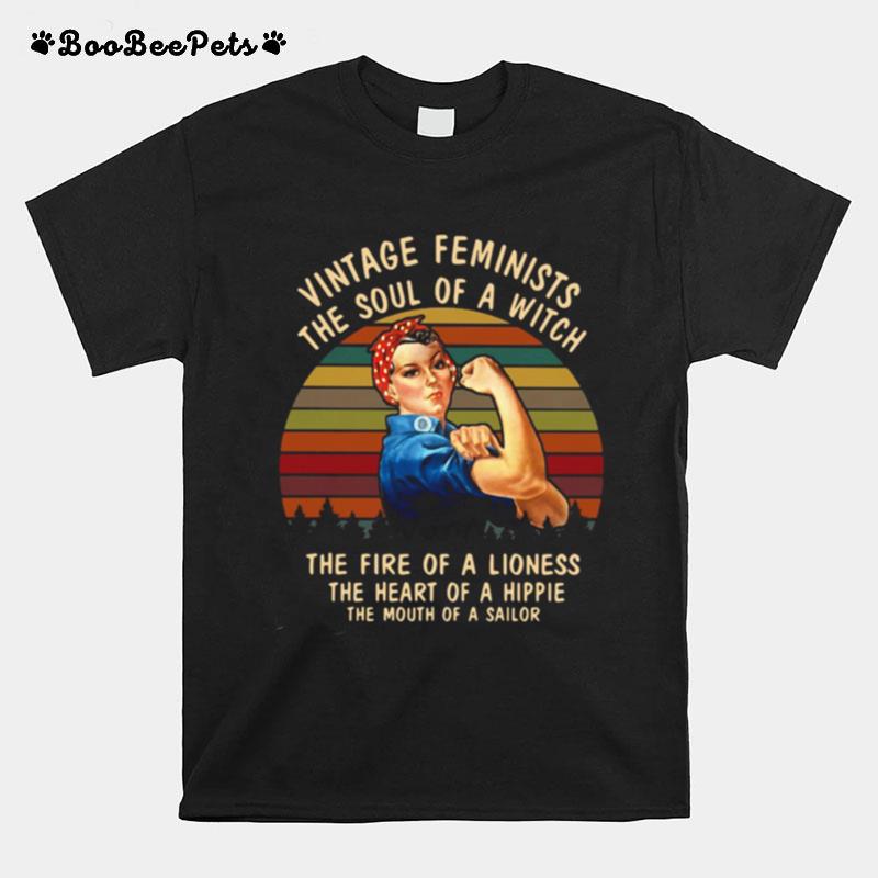 Strong Woman Vintage Feminists The Soul Of A Witch The Fire Of A Lioness T-Shirt