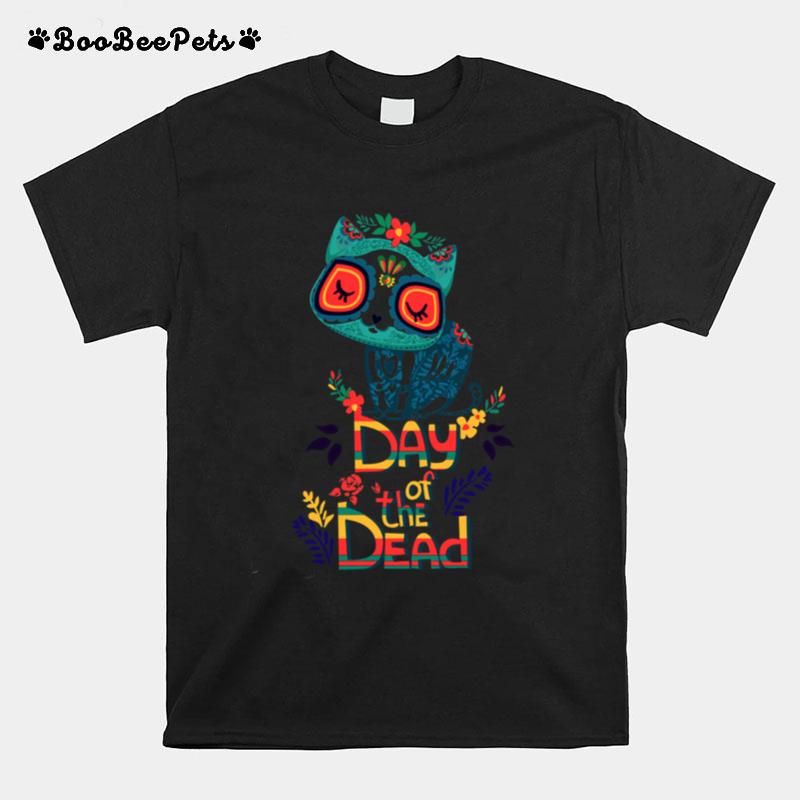 Sugar Skull Cat Day Of The Dead T-Shirt