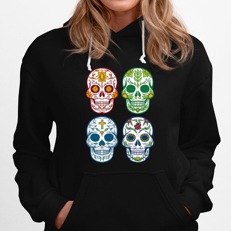 Sugar Skull Color Day Of Dead Dia De Muertos Hoodie