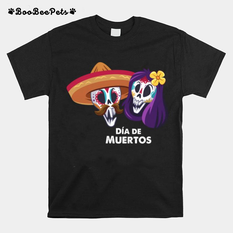 Sugar Skull Couple Day Of The Dead Dia De Muertos T-Shirt