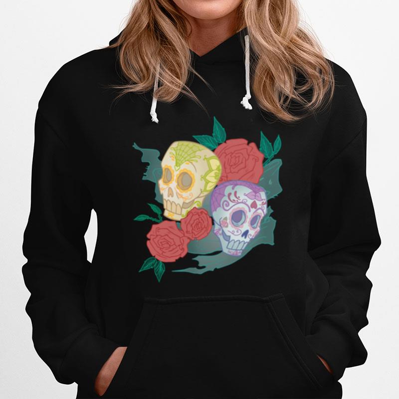 Sugar Skull Couple Rose Day Of The Dead Dia De Muertos Hoodie