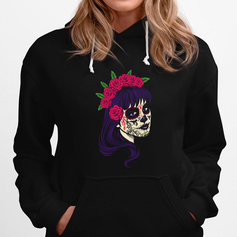 Sugar Skull Girl Day Of The Dead Dia De Muertos Hoodie