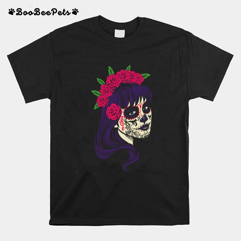 Sugar Skull Girl Day Of The Dead Dia De Muertos T-Shirt