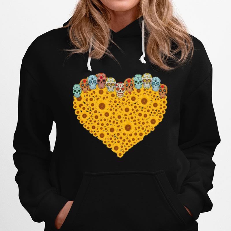 Sugar Skull Head Sunflower Heart Hoodie