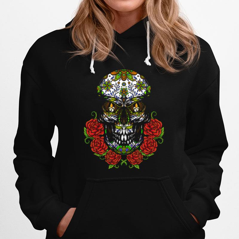 Sugar Skull In Flower Day Of Dead Dia De Muertos Hoodie