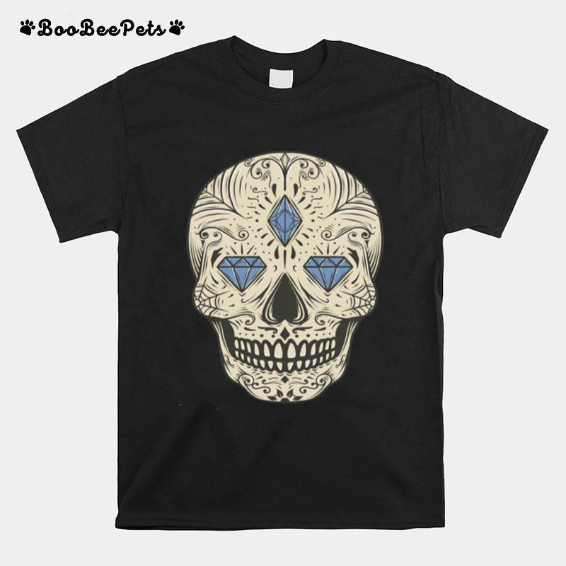 Sugar Skull Jewel Day Dead Muertos Vintage T-Shirt