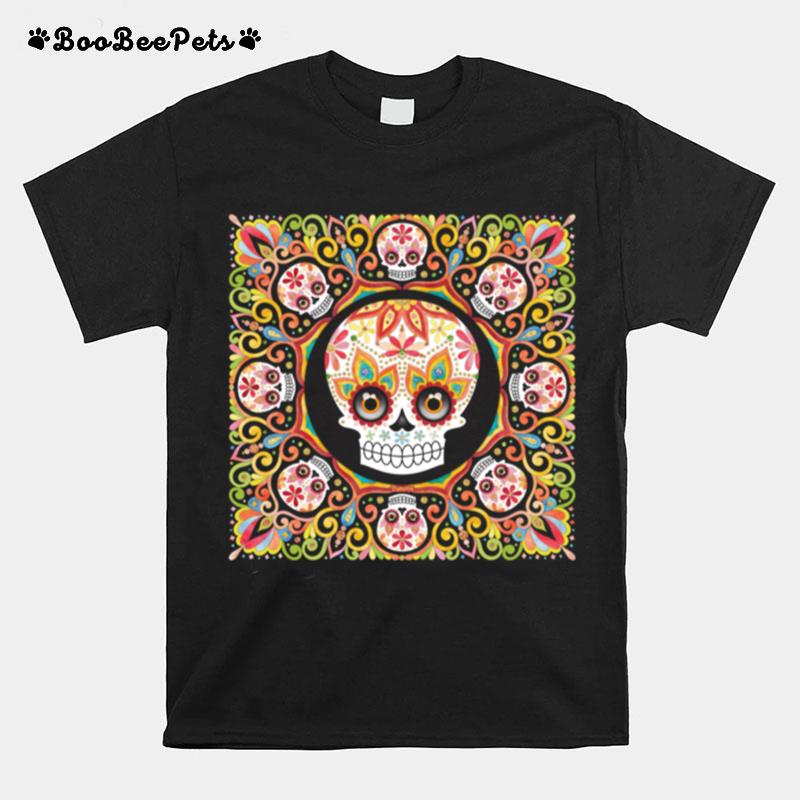 Sugar Skull Mandala Dia De Los Muertos Day Dead T-Shirt