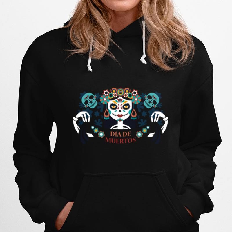 Sugar Skull Skeleton Girl Dia De Los Muertos Halloween Hoodie