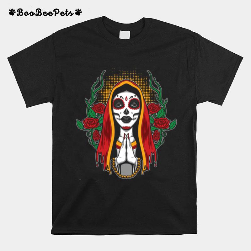 Sugar Skull Woman Day Of The Dead Dia De Muertos T-Shirt