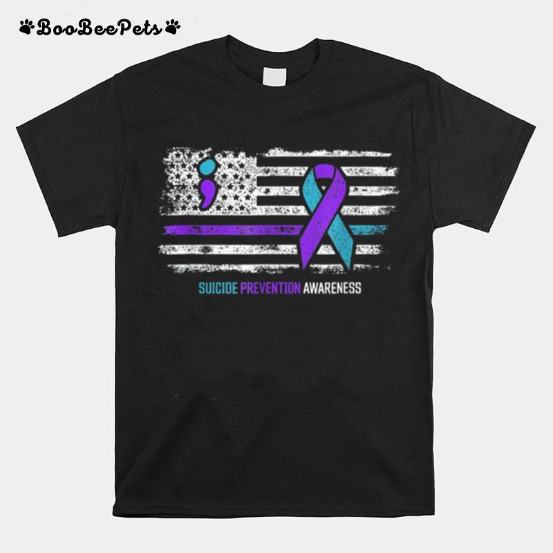 Suicide Prevention American Flag Suicide Awareness T-Shirt