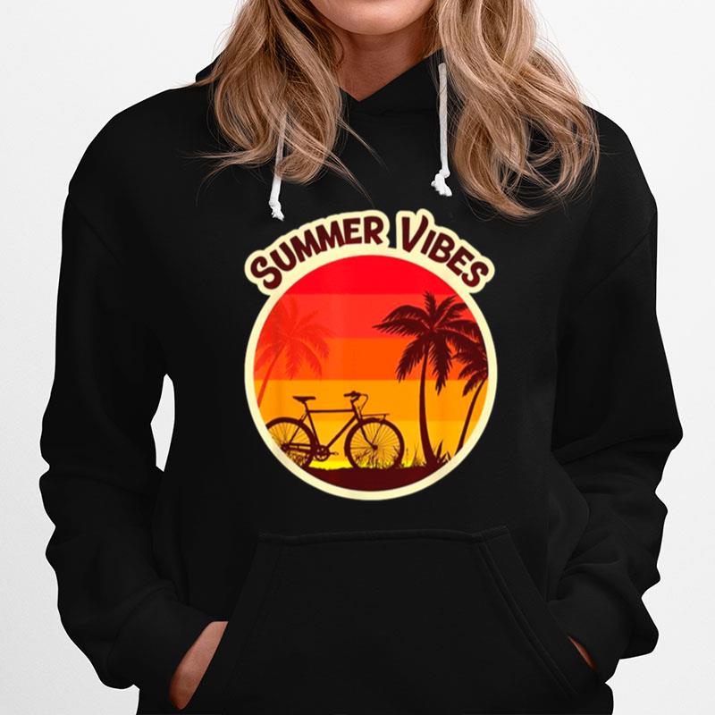 Summer Vibes Beach Sunset Bicycle And Palm Tree Hoodie