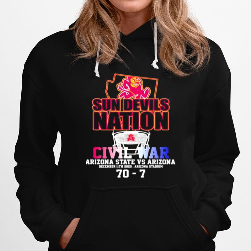 Sun Devils Nation Civil War Arizona State Vs Arizona 70 7 Hoodie